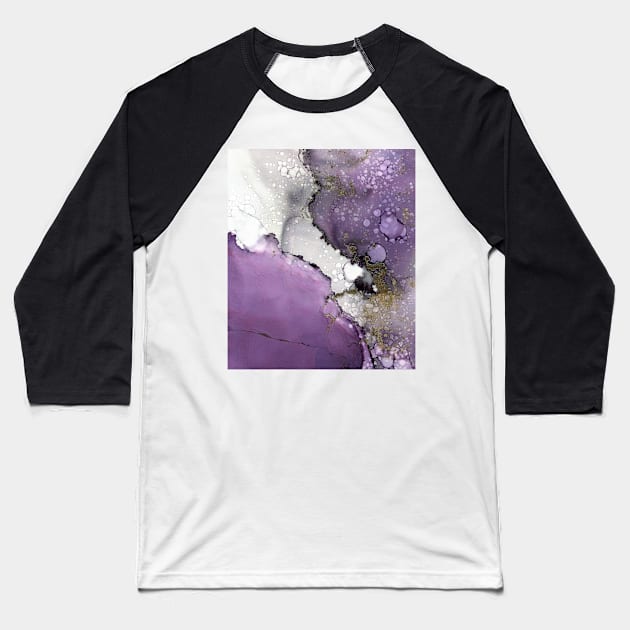 Grey and Purple Galaxy Art, Abstract Painting Baseball T-Shirt by MyAbstractInk